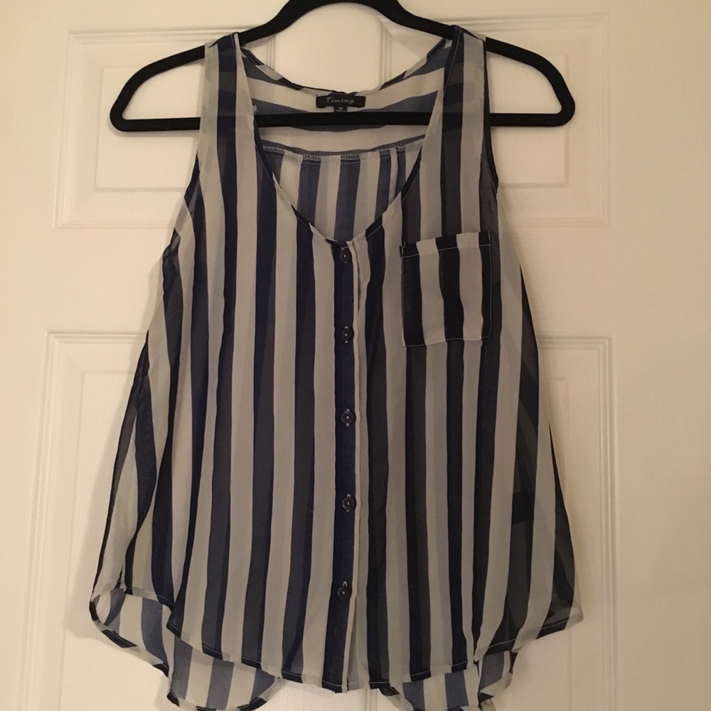 Stripped see thru sleeveless top.